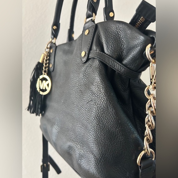 Michael Kors Megan Pebbled Leather Tassel Satchel Crossbody Handbag- Pre Owned - Picture 6 of 14